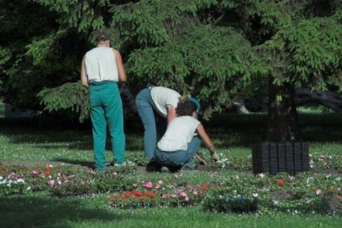 Organised garden work area with clear safety procedures
